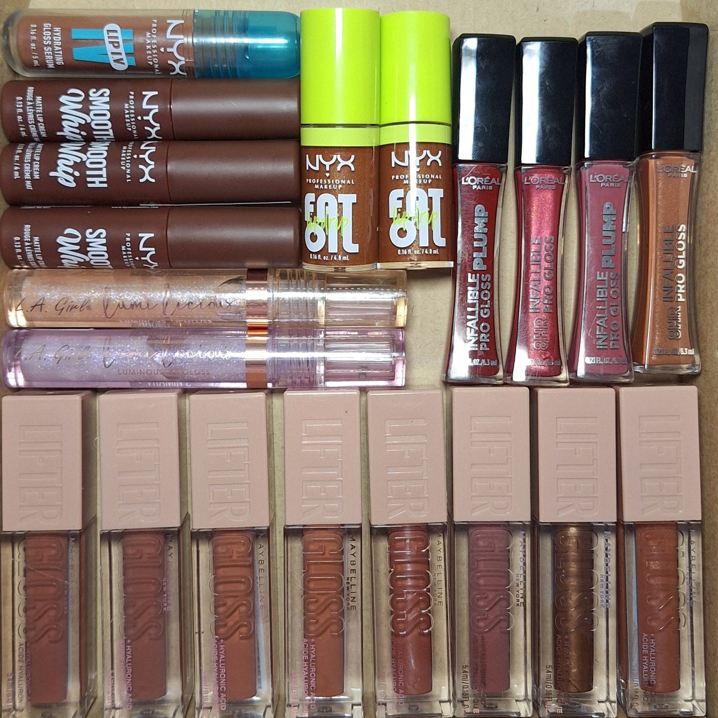 CAJA EMPRENDEDORA LABIOS GLOW 20 PIEZAS