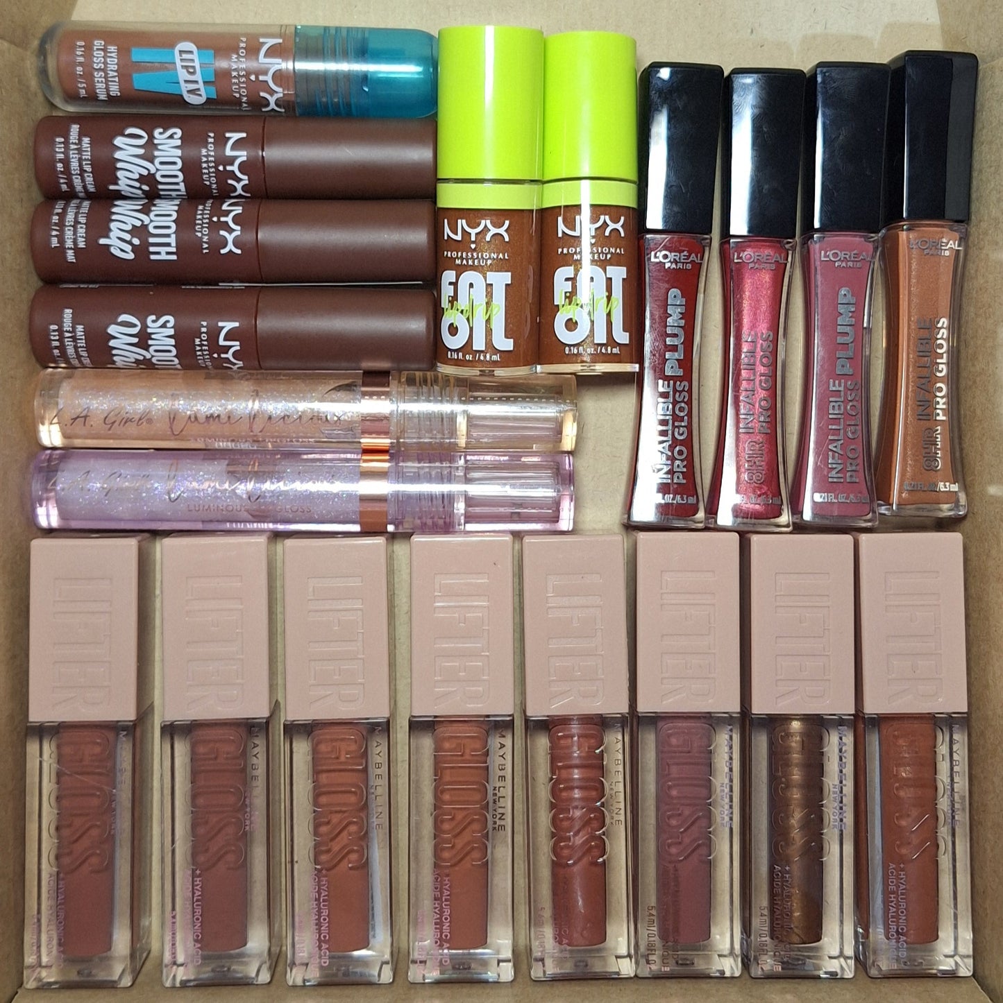 CAJA EMPRENDEDORA LABIOS GLOW 20 PIEZAS