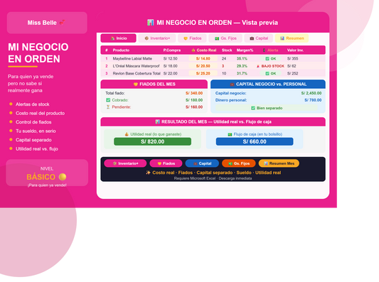 Plantilla Emprendedora "Mi Negocio en Orden" – Excel Nivel 2