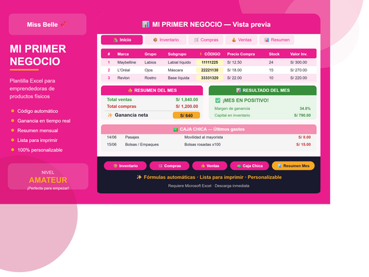 PLANTILLA EMPRENDEDORA BASE - Excel para Emprendedoras 🎀